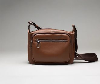 [Brown]Genuine Leather Large Capacity Messenger Bag for Men-[25CM*10CM*18CM]