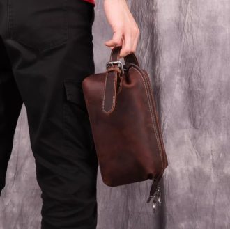 [Coffee]Vintage Leather Multifunctional Toiletry-[25CM*13CM*10CM]