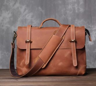 [M-Brownish Yellow]Retro Genuine Leather Handbag & Crossbody Bag for Men-[34CM*9CM*25CM]