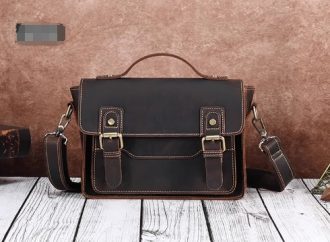 [Coffee]Men's Retro Casual Genuine Leather Handbag-[19CM*26.5CM*9CM]