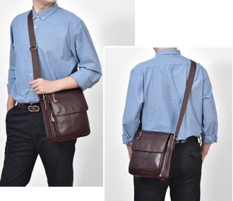 [Plain Red Coffee]New Style Leather Messenger Bag-[24CM*7CM*25CM]