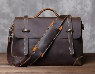[M-Dark Brown]Retro Genuine Leather Handbag & Crossbody Bag for Men-[34CM*9CM*25CM]