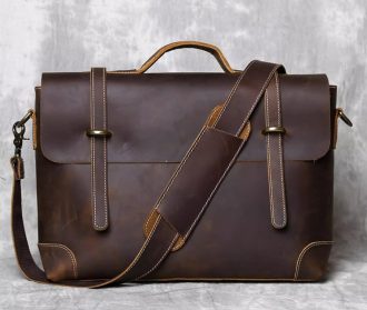 [L-Dark Brown]Retro Genuine Leather Handbag & Crossbody Bag for Men-[38CM*10CM*28CM]