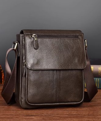 [Plain Brown]New Style Leather Messenger Bag-[24CM*7CM*25CM]