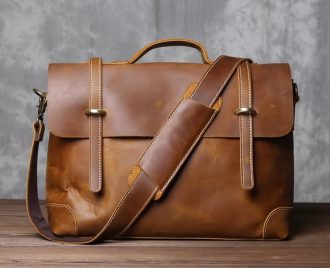 [L-Retro Brown]Retro Genuine Leather Handbag & Crossbody Bag for Men-[38CM*10CM*28CM]