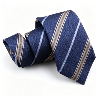 Blue tie with thick and thin stripes